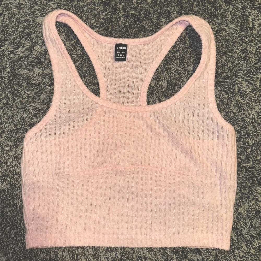 SHEIN Light Pink Ribbed Crop Top